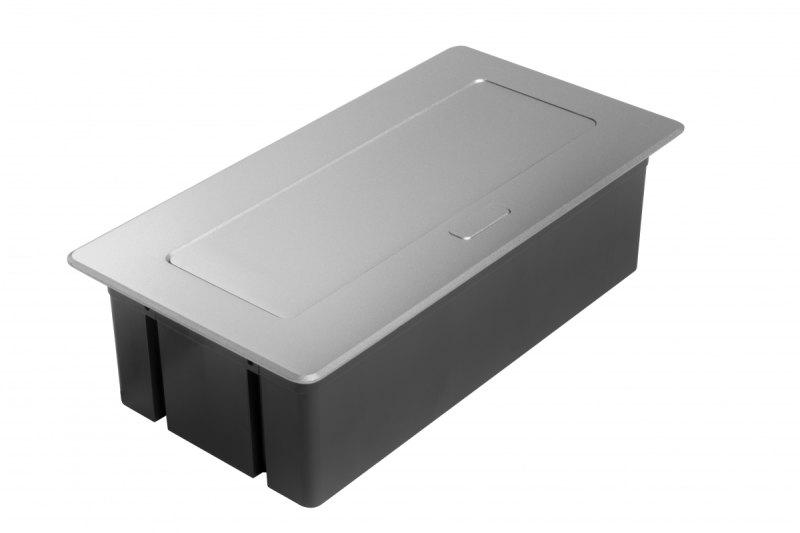 MULTISOFT Nábytková zásuvka 2x zásuvka s uzemněním, USB A+C, RJ45, napájecí kabel s vidlicí, hliník