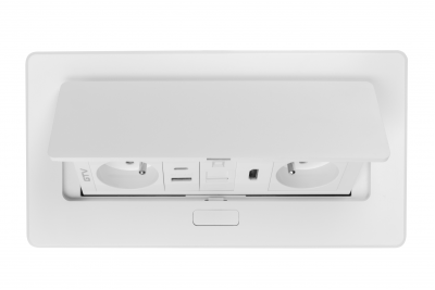 MULTISOFT nábytková zásuvka 2x zásuvka s uzemněním, USB A+C, RJ45, HDMI, napájecí kabel se zástrčkou, bílá
