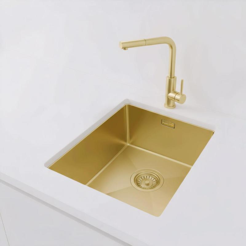 Pure.Sink Luxion Zlatý dřez 36x40 cm podstavný, zapuštěný a povrchový PLX3640-60