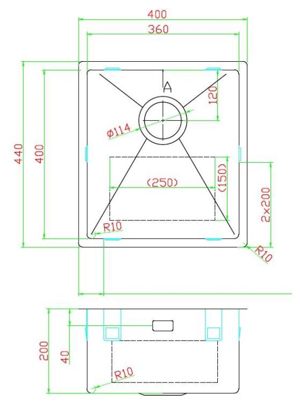 Pure.Sink Luxion Měděný dřez 36x40 cm podstavný, zapuštěný a nástavbový PLX3640-62