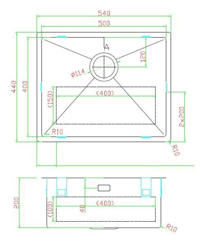 Pure.Sink Luxion PVD Černý dřez 50x40 cm podstavný, zapuštěný a nástavný PLX5040-63