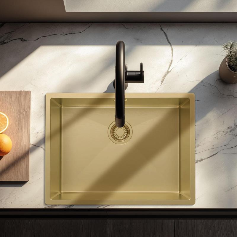 Pure.Sink Luxion Zlatý dřez 55x40 cm podstavný, zapuštěný a nástavbový PLX5540-60