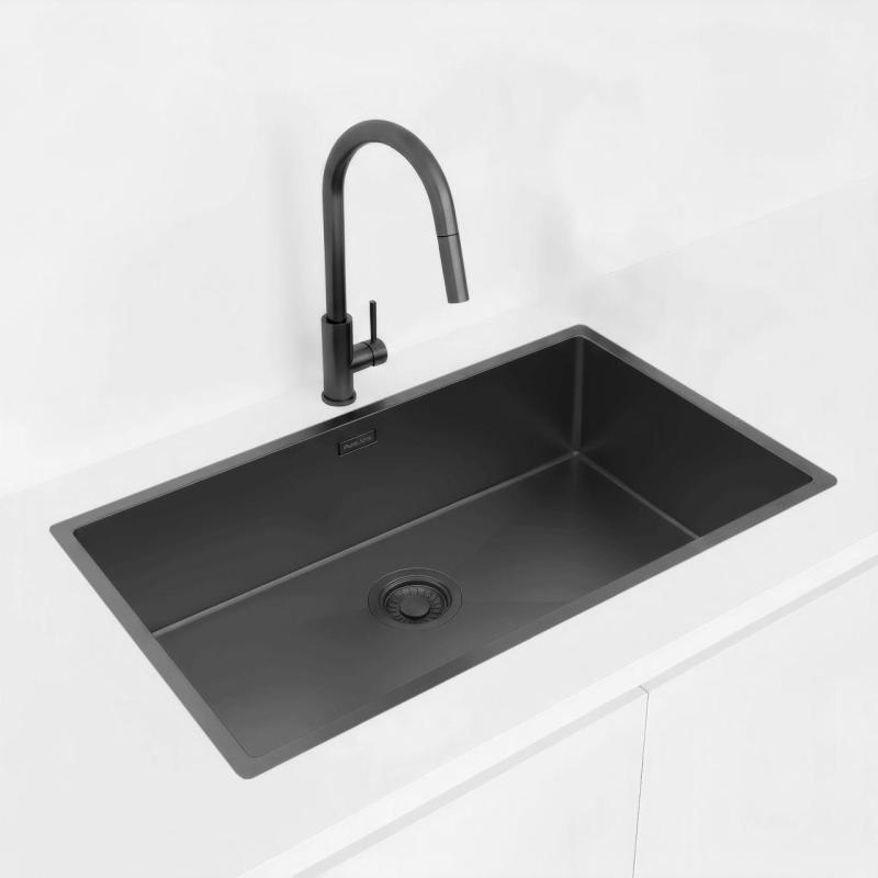 Pure.Sink Luxion Velký černý dřez PVD 74 x 40 cm, podstavný, zapuštěný a nástavný PLX7440-63