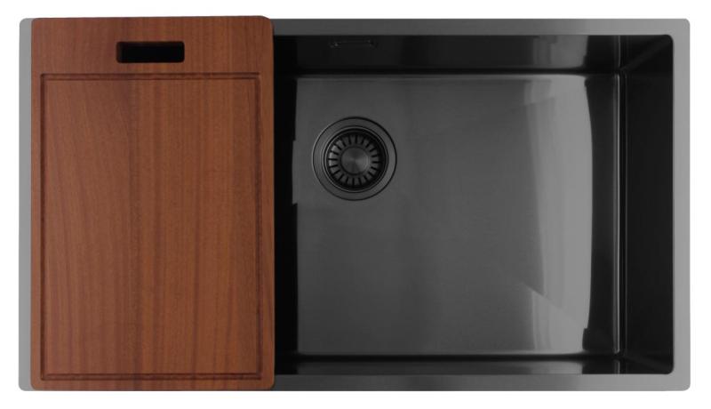 Pure.Sink Luxion Velký dřez z gun metalového kovu 74 x 40 cm, podstavný, vestavný a nástavný PLX7440-61