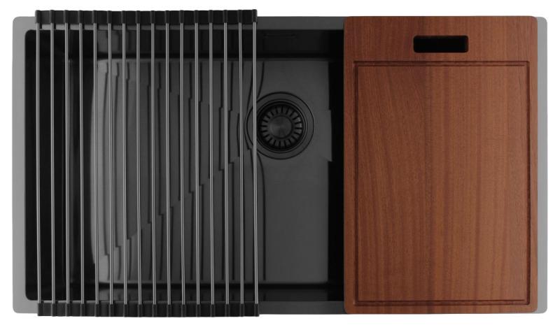 Pure.Sink Luxion Velký dřez z gun metalového kovu 74 x 40 cm, podstavný, vestavný a nástavný PLX7440-61