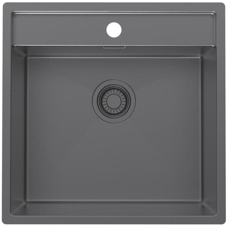 Pure.Sink Luxion Gun metal dřez 51x50 cm Tapwing s otvorem pro baterii PLX5150T-61