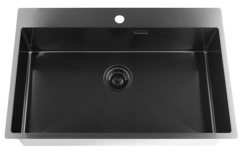 Pure.Sink Luxion PVD Velký černý dřez 78x50 cm Tapwing s otvorem pro baterii PLX7850T-63
