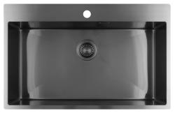 Pure.Sink Luxion Velký dřez Gun metal 78x50 cm Tapwing s otvorem pro baterii PLX7850T-61