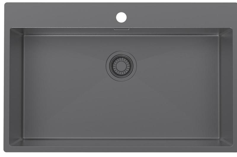Pure.Sink Luxion Velký dřez z gun metal 78x50 cm Tapwing s otvorem pro kohoutek PLX7850T-61
