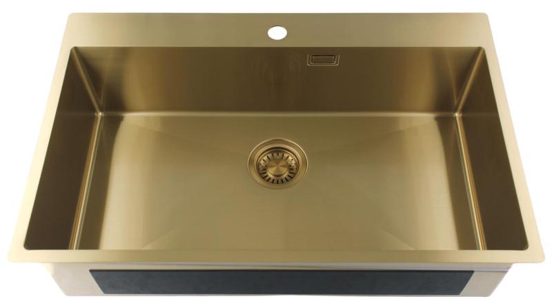 Pure.Sink Luxion Velký zlatý dřez 78x50 cm Tapwing s otvorem pro baterii PLX7850T-60