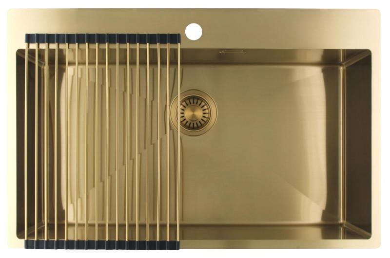 Pure.Sink Luxion Velký zlatý dřez 78x50 cm Tapwing s otvorem pro baterii PLX7850T-60