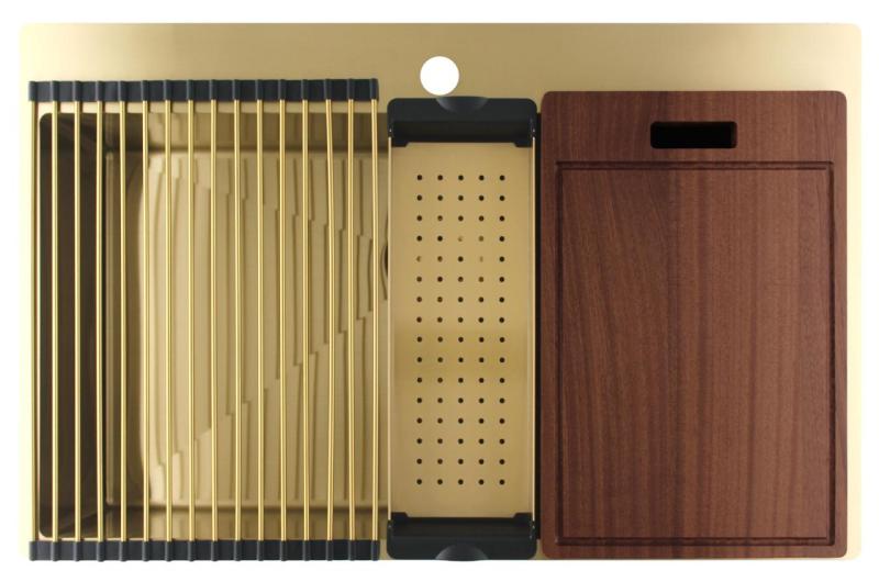 Pure.Sink Luxion Velký zlatý dřez 78x50 cm Tapwing s otvorem pro baterii PLX7850T-60