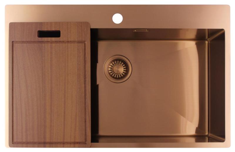 Pure.Sink Luxion Velký měděný dřez 78x50 cm Tapwing s otvorem pro baterii PLX7850T-62