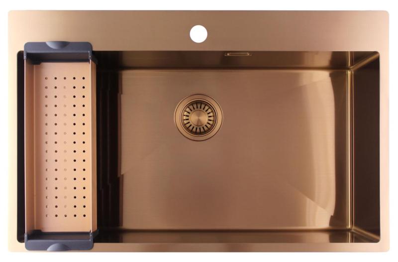 Pure.Sink Luxion Velký měděný dřez 78x50 cm Tapwing s otvorem pro baterii PLX7850T-62