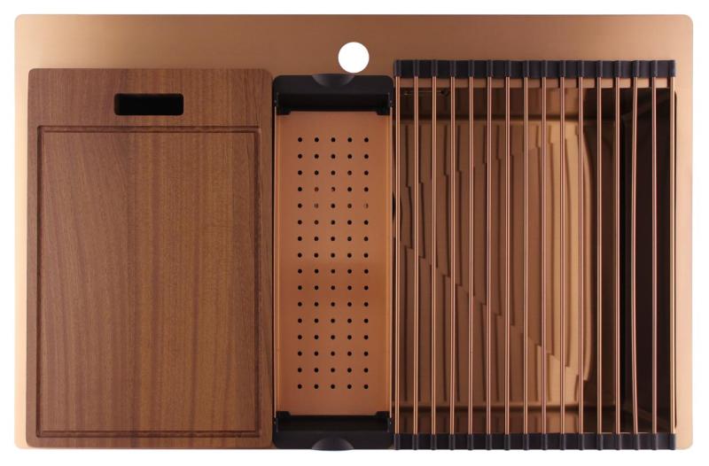 Pure.Sink Luxion Velký měděný dřez 78x50 cm Tapwing s otvorem pro baterii PLX7850T-62