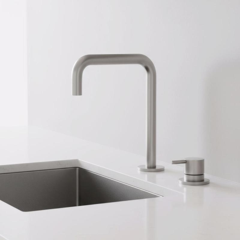 Pure.Sink Luxion 2otvorová kuchyňská baterie z masivní nerezové oceli s výtokem ve tvaru U PLX2HU-02