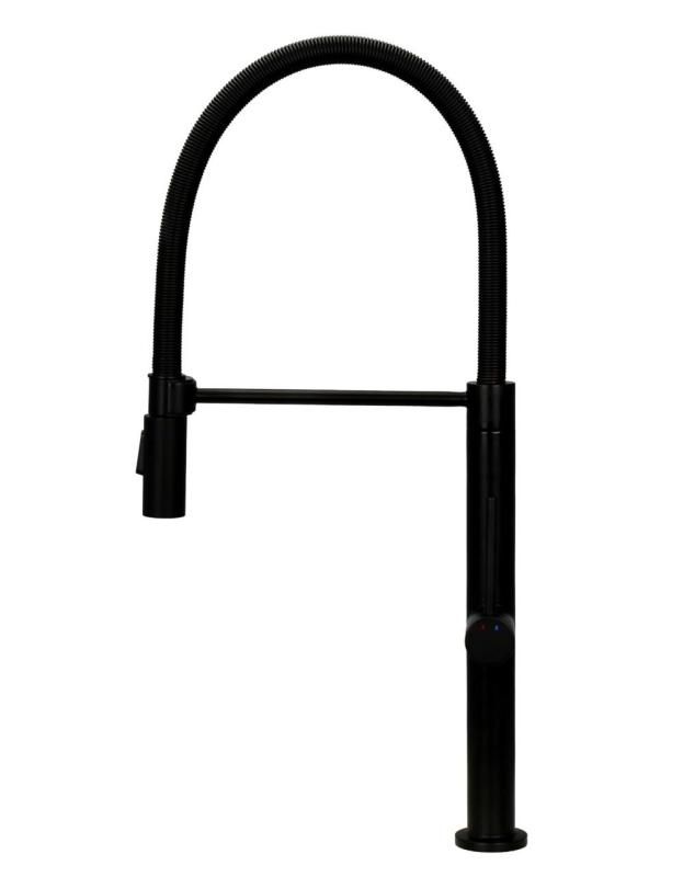 Pure.Sink Luxion Matný černý kuchyňský kohoutek profi s flexibilním výtokem a 2 druhy proudu PLXFLEX-10