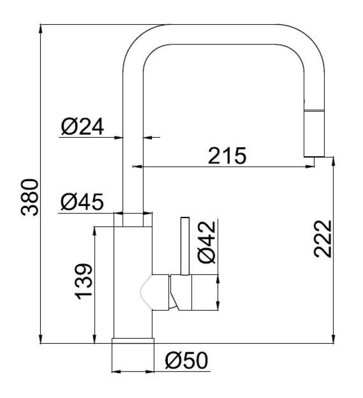 Pure.Sink Luxion Mat Černá kuchyňská baterie square s výsuvnou výtokovou trubicí PLXSQUA-10