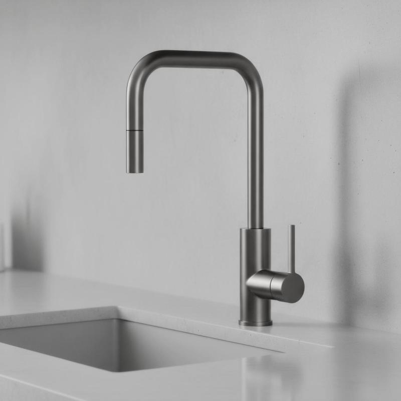 Pure.Sink Luxion Gun metal kuchyňská baterie čtvercová s výsuvným výtokem PLXSQUA-61