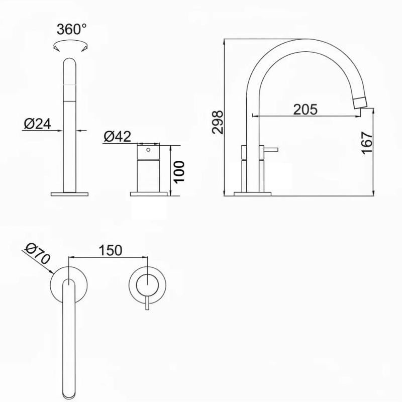 Pure.Sink Luxion 2otvorový matný černý kuchyňský kohoutek s kulatým výtokem PLX2HR-10