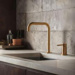 Pure.Sink Luxion 2otvorová zlatá kuchyňská baterie s výtokem ve tvaru U PLX2HU-60