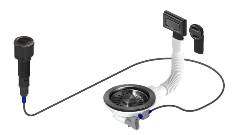 Granitemy Gun metal sada odtoku včetně tlačítkového odpadu s uzávěrem, plus obdélníkový a kulatý přepad 1208971745