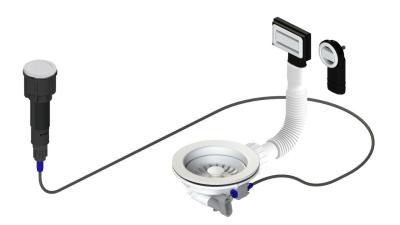 Granitový bílý odpadový set včetně tlačítkového ventilu s uzávěrem, plus obdélníkový a kulatý přepad 1208971747