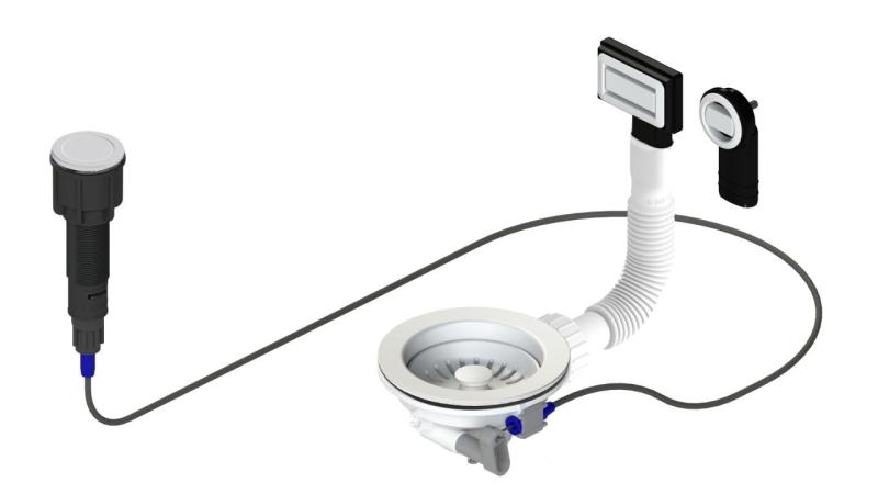 Granitový bílý odpadový set včetně tlačítkového ventilu s uzávěrem, plus obdélníkový a kulatý přepad 1208971747