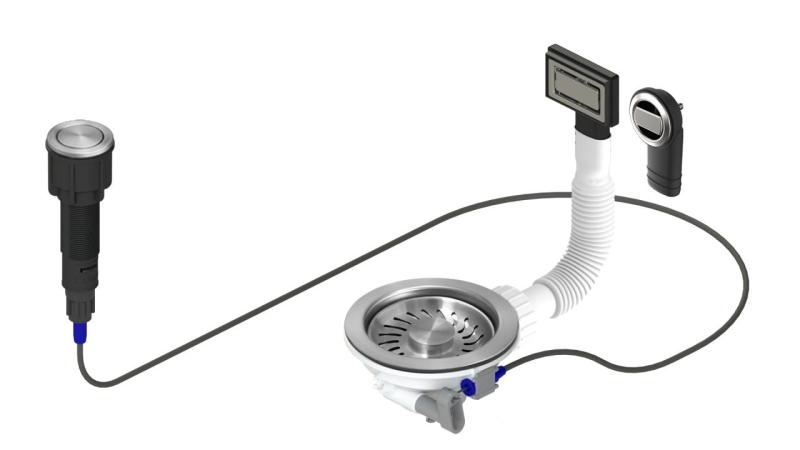 Sada odtoku Granitemy RVS včetně tlačítkového odpadu s zátkou, plus obdélníkový a kulatý přepad 1208971748