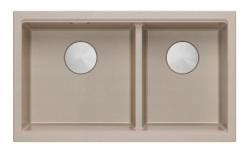 Quadri Newport II Dvojitý Béžový Granitový Vestavný Dřez 76x45 cm s Nerezovou Zástrčkou 1208971754