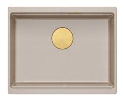 Quadri Newport II žulový podstavec béžového dřezu 560x450mm se zlatým zátkou a odtokovým krytem 1208971765
