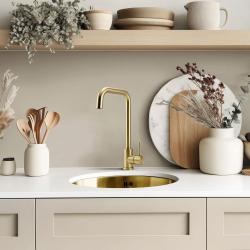 Pure.Sink Rondo Zlatý Kruhový Dřez rovný vložení, spodní montáž a nástavba 38 cm PRN38-60