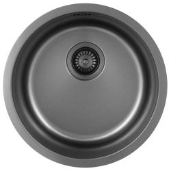 Pure.Sink Rondo Gun metal Kruhový dřez plochý vestavba, podstavba a nástavba 38 cm PRN38-61