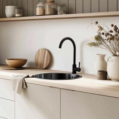 Pure.Sink Rondo Gun metal Kruhový dřez plochý vestavba, podstavba a nástavba 38 cm PRN38-61