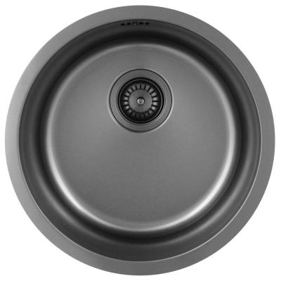 Pure.Sink Rondo Gun metal Kruhový dřez plochý vestavba, podstavba a nástavba 38 cm PRN38-61