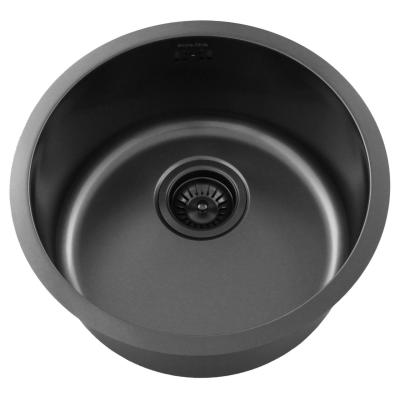 Pure.Sink Rondo Gun metal Kruhový dřez plochý vestavba, podstavba a nástavba 38 cm PRN38-61