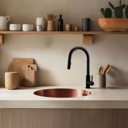 Pure.Sink Rondo Měděný kulatý dřez pro rovnou montáž, spodní montáž a vrchní montáž 38 cm PRN38-62