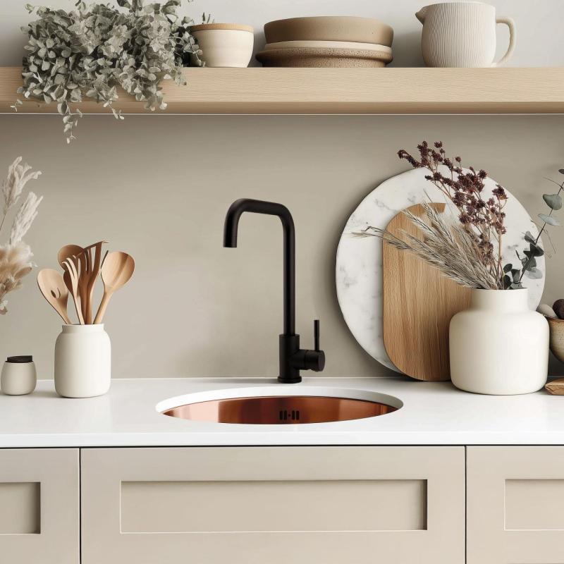 Pure.Sink Rondo Měděný kulatý dřez pro rovnou montáž, spodní montáž a vrchní montáž 38 cm PRN38-62