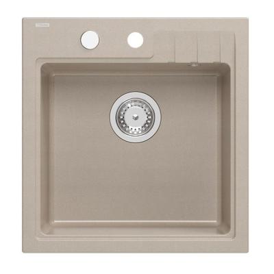 Quadri Cardigan Pearl béžový granitový nástavbový dřez 50x52cm s otvorem pro kohoutek 1208971818