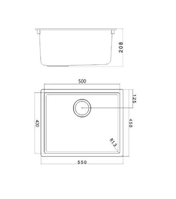 Ausmann Fiber černý dřez 50x40cm pro podskříň, nástavbu a rovnou konstrukci s automatickým zlatým zátkou 1208971859