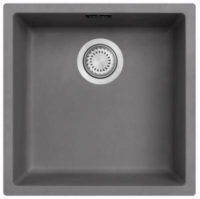 Ausmann Fibre betonový šedý dřez 40x40cm pro podstavbu, nástavbu a rovnou montáž s automatickým nerezovým zátkou 1208971910