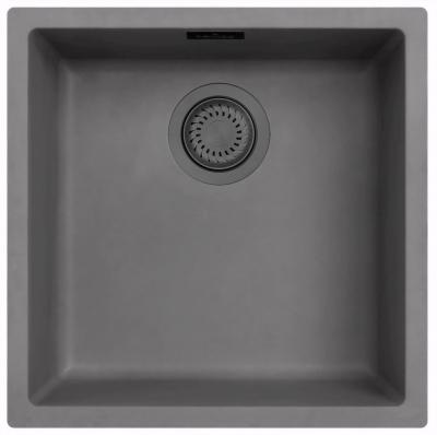 Ausmann Fibre betonový šedý dřez 40x40cm na podložku, nástavbu a plochou vestavbu s automatickou zásuvkou z gun metal 1208971914