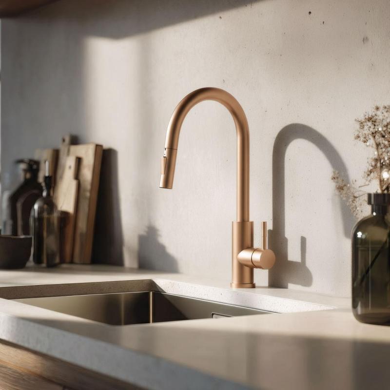 Pure.Sink Elite Steel Stream-S kuchyňská baterie PVD měď s výsuvnou tryskou PS8045-62