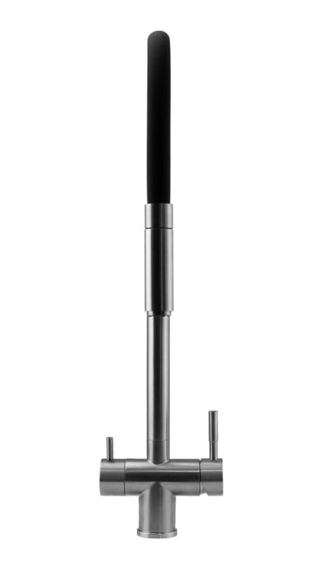 Pure.Sink Elite Steel Flex 3-cesta nerezová kuchyňská baterie s flexibilním výtokem a filtrovanou vodou PS8110-02