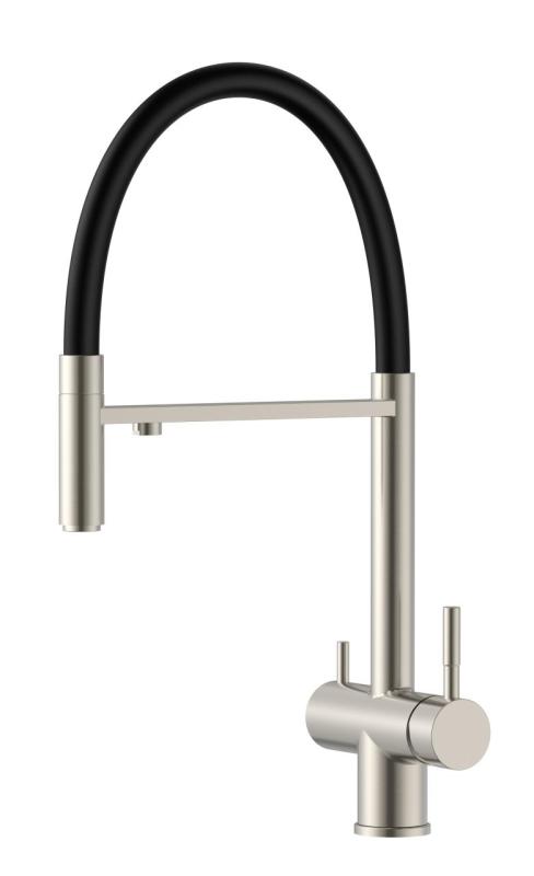 Pure.Sink Elite Steel Flex 3-cesta nerezová kuchyňská baterie s flexibilním výtokem a filtrovanou vodou PS8110-02