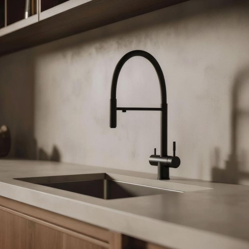 Pure.Sink Elite Steel Flex 3-way Mat černý kuchyňský kohoutek s flexibilním vývodem a filtrovanou vodou PS8110-10