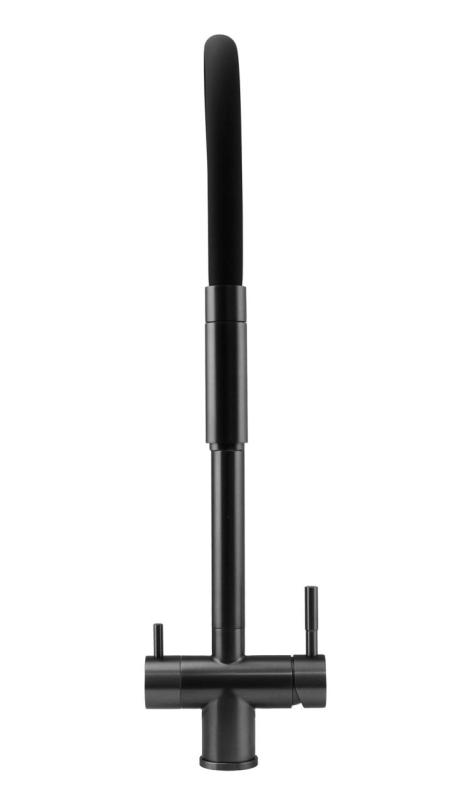 Pure.Sink Elite Steel Flex 3-cesta PVD gun metal kuchyňská baterie s flexibilním výtokem a filtrovanou vodou PS8110-61