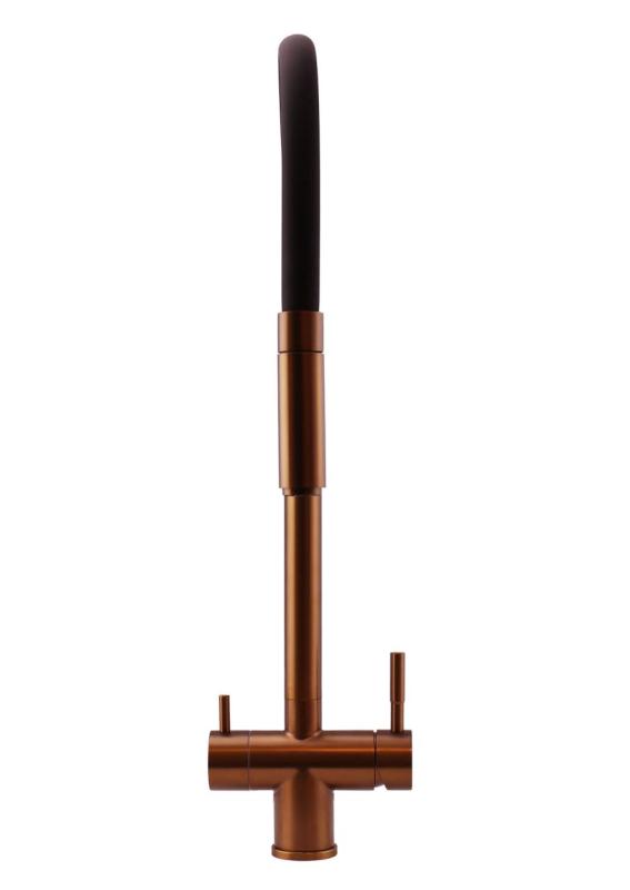 Pure.Sink Elite Steel Flex 3-cestná PVD měděná kuchyňská baterie s ohebným výtokem a filtrovanou vodou PS8110-62