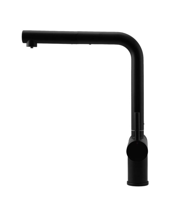 Pure.Sink Elite Steel Clear-S Mat černý 3-cestný kuchyňský kohoutek s výsuvným výtokem a filtrovanou vodou PS8120-10