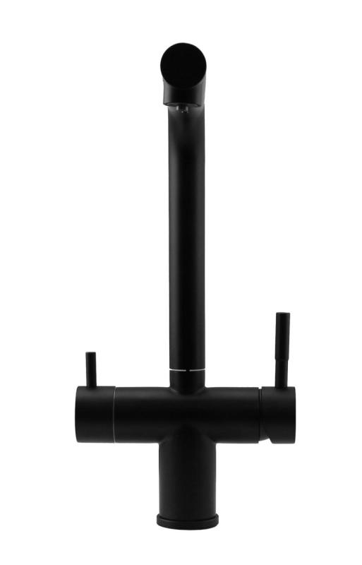 Pure.Sink Elite Steel Clear-S Mat černý 3-cestný kuchyňský kohoutek s výsuvným výtokem a filtrovanou vodou PS8120-10